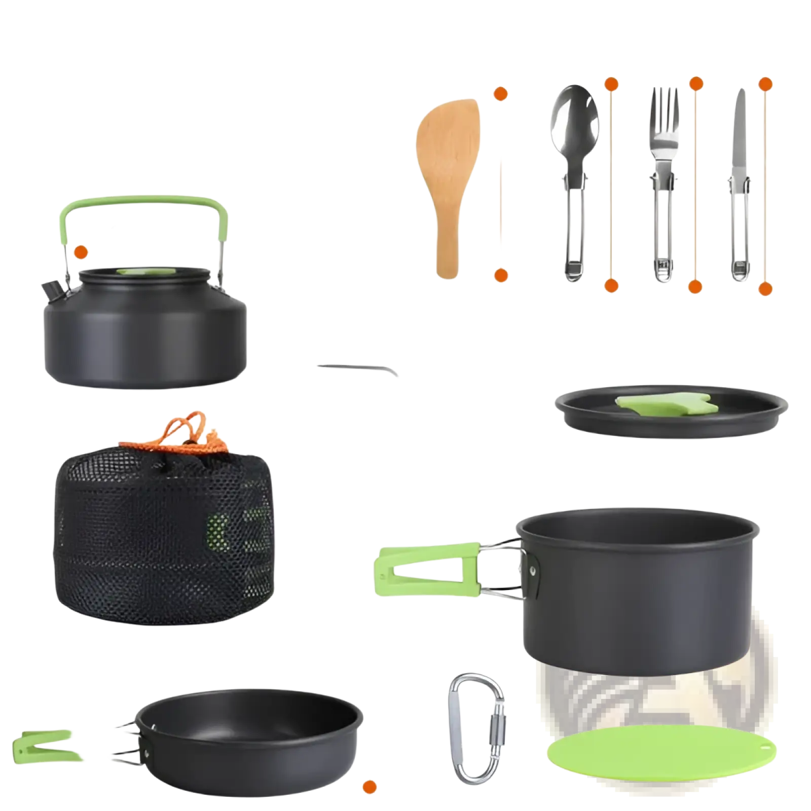 16pcs Camping Cookware Set with Kettle and Stove Pot
