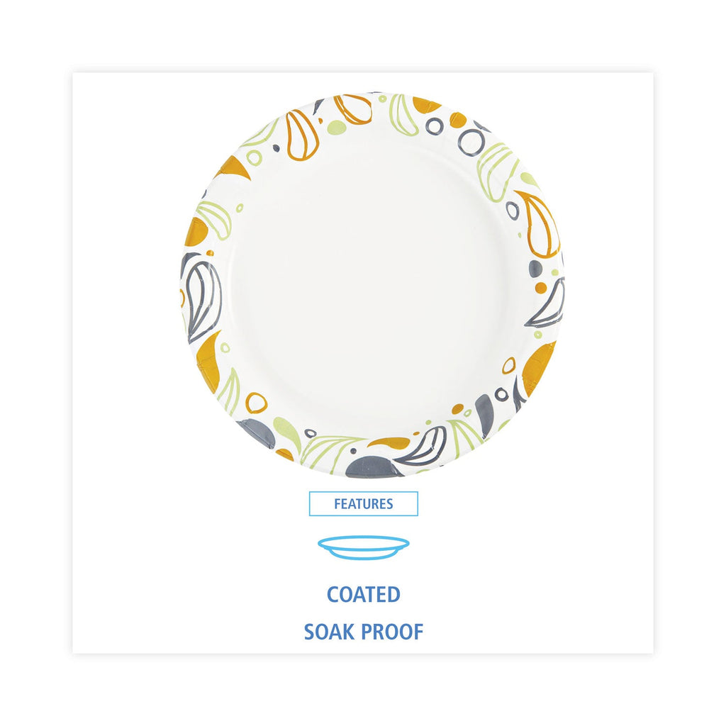 Boardwalk Deerfield Printed Paper Plates, 9" dia, Coated/Soak Proof, Multicolor, 125/Pack, 8 Packs/Carton
