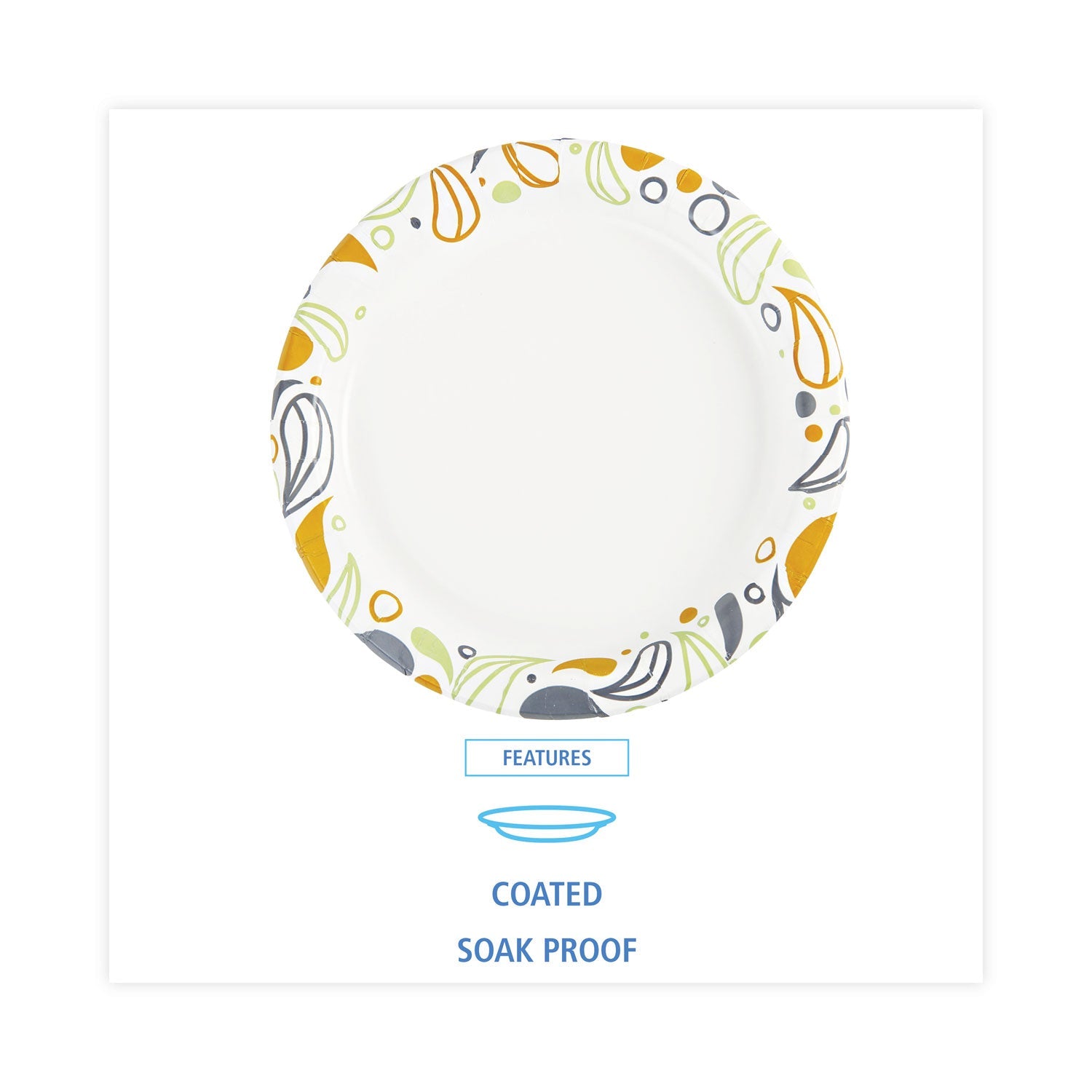 Boardwalk Deerfield Printed Paper Plates, 9" dia, Coated/Soak Proof, Multicolor, 125/Pack, 8 Packs/Carton