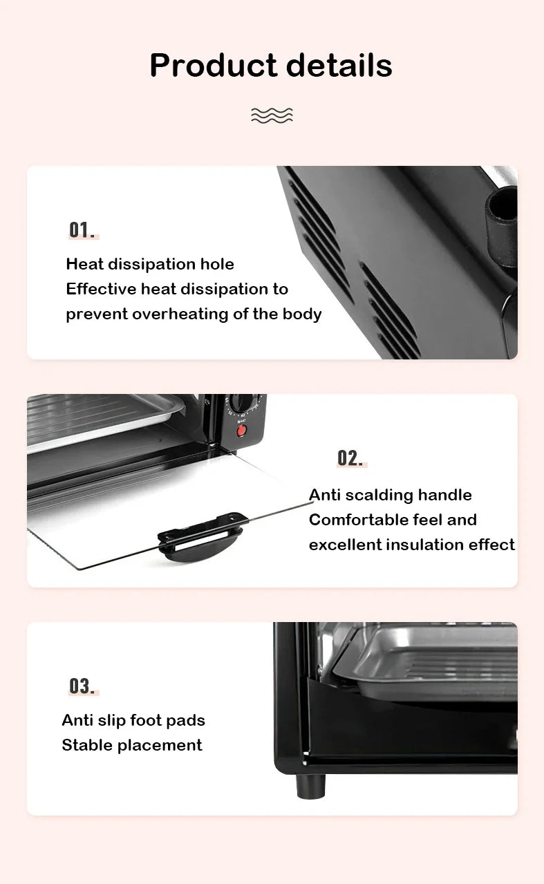 Multifunctional 12L Electric Toaster Oven