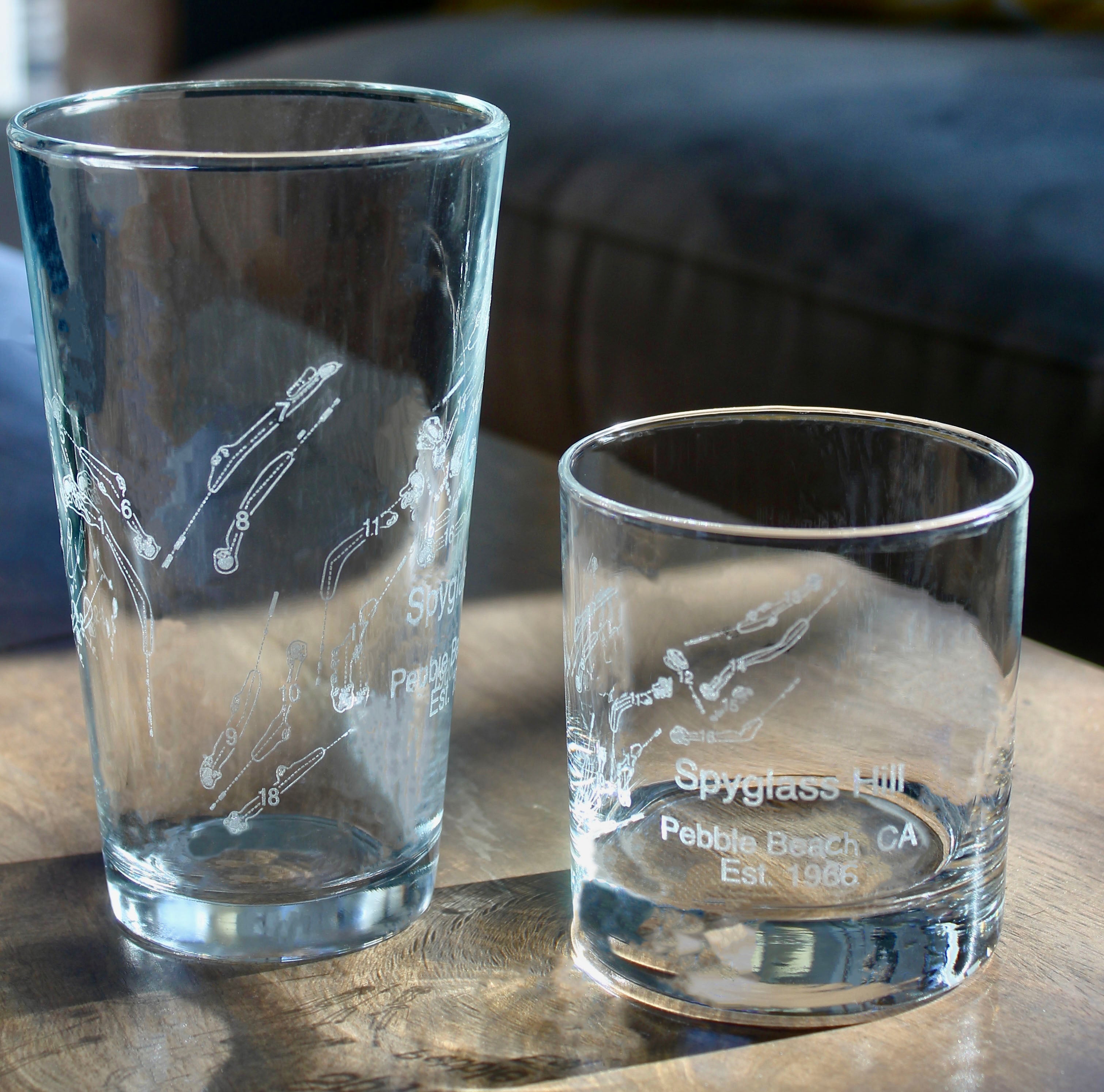 Spyglass Hill Golf Course  - Pebble Beach California - Laser Engraved Glasses - wine, cocktail, beer, champagne glassware