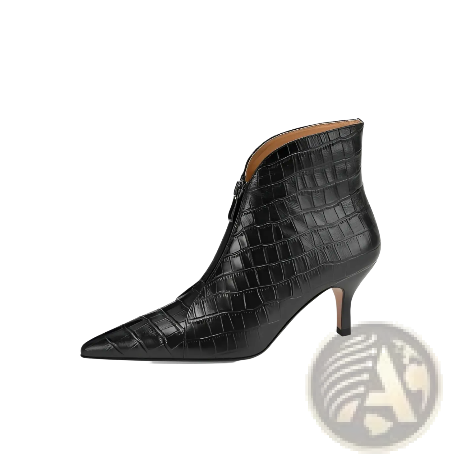 Croc Embossed Leather Stiletto Ankle Boots