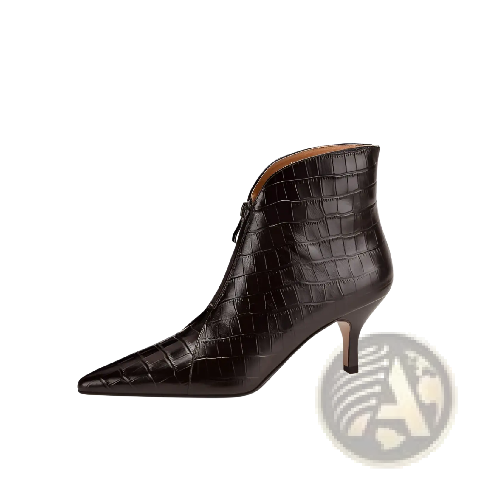 Croc Embossed Leather Stiletto Ankle Boots