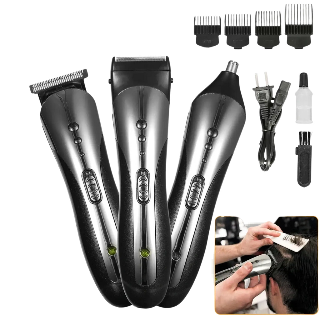 Men Electric Hair Clipper 3-in-1 Grooming Kit Set
