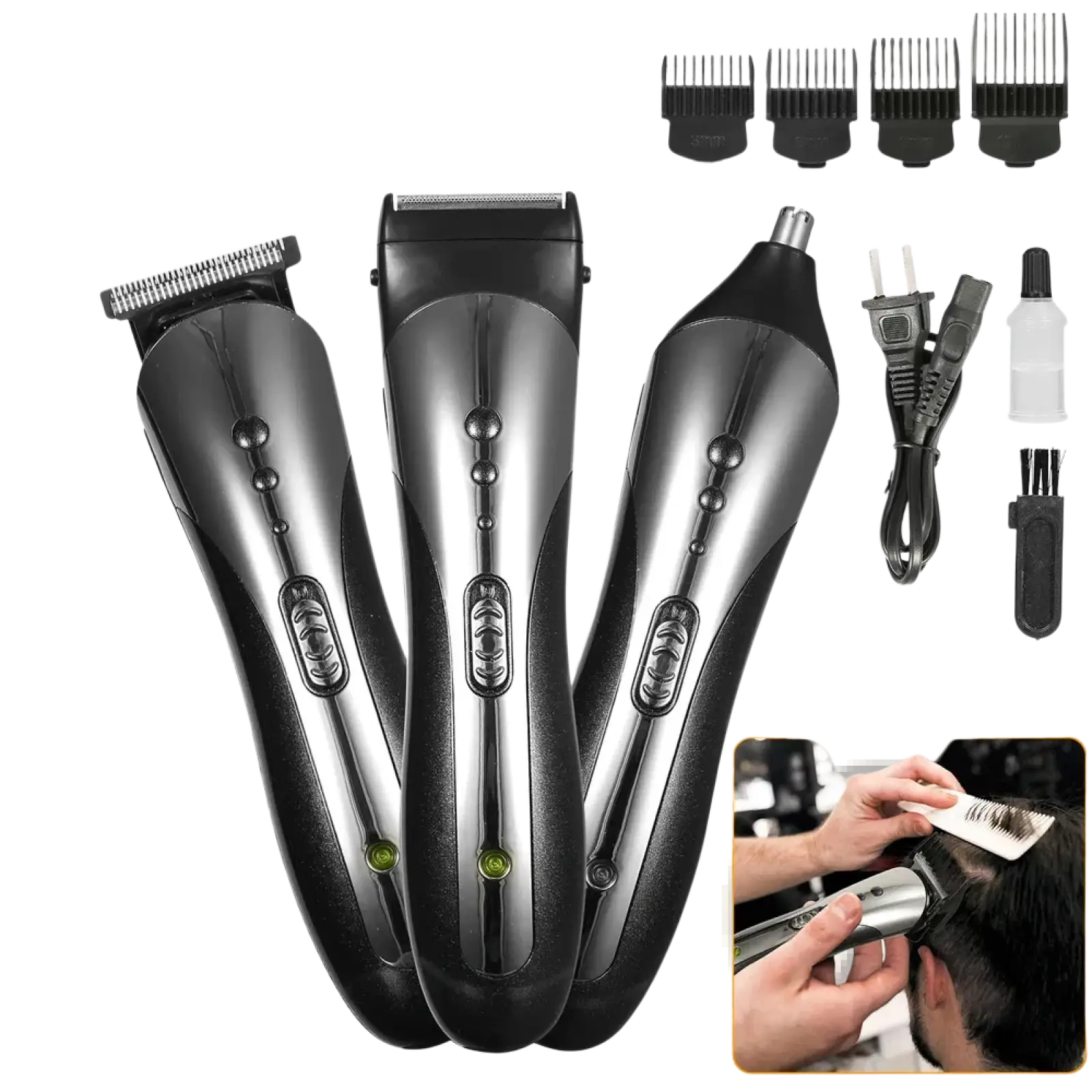 Men Electric Hair Clipper 3-in-1 Grooming Kit Set