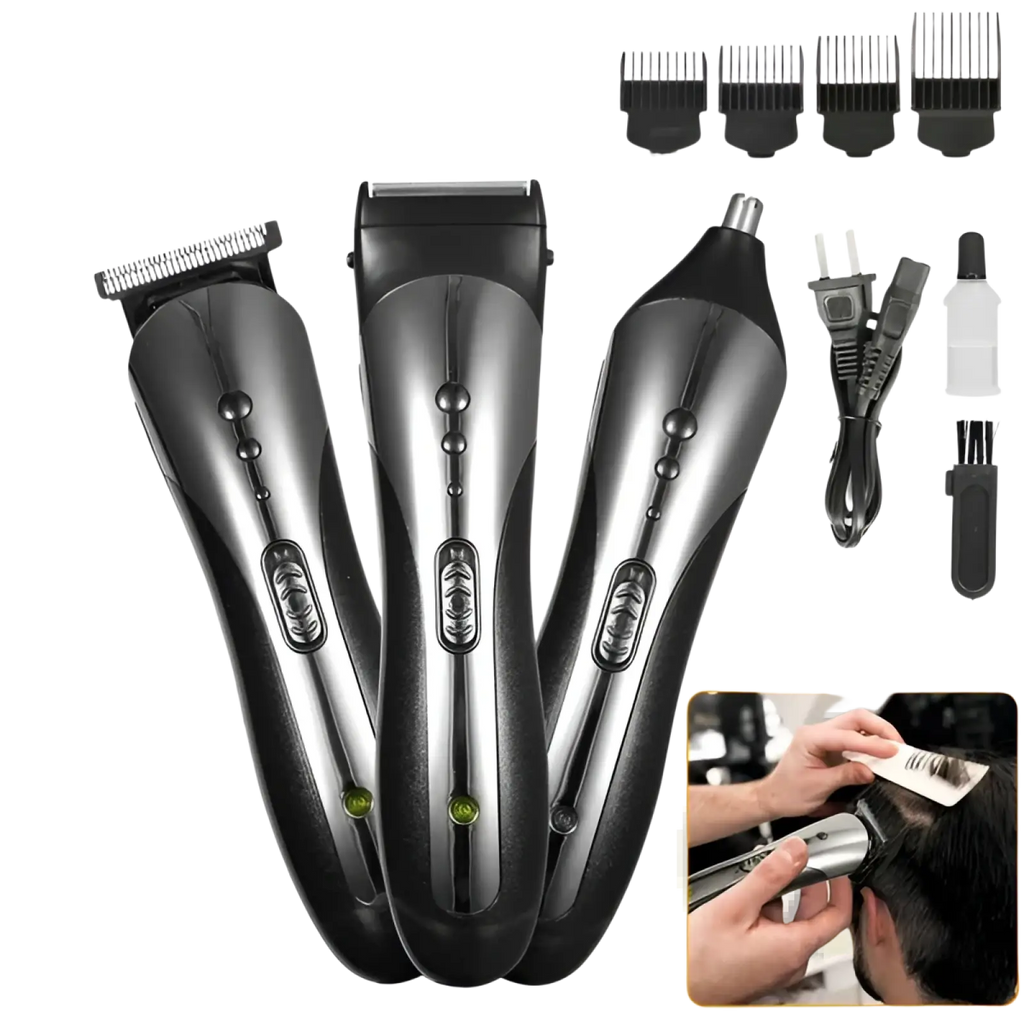 Men Electric Hair Clipper 3-in-1 Grooming Kit Set