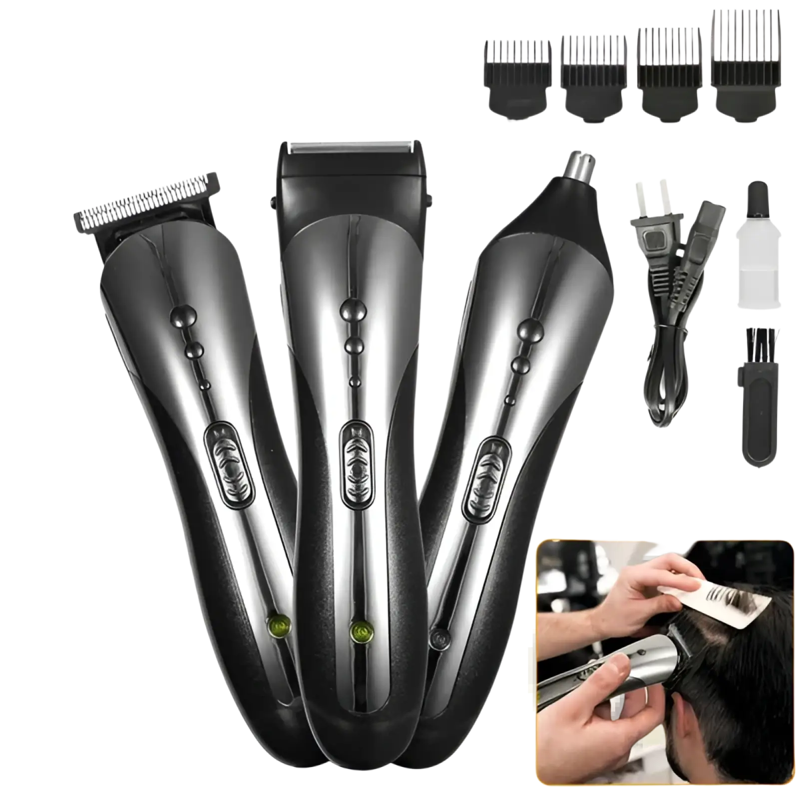 Men Electric Hair Clipper 3-in-1 Grooming Kit Set