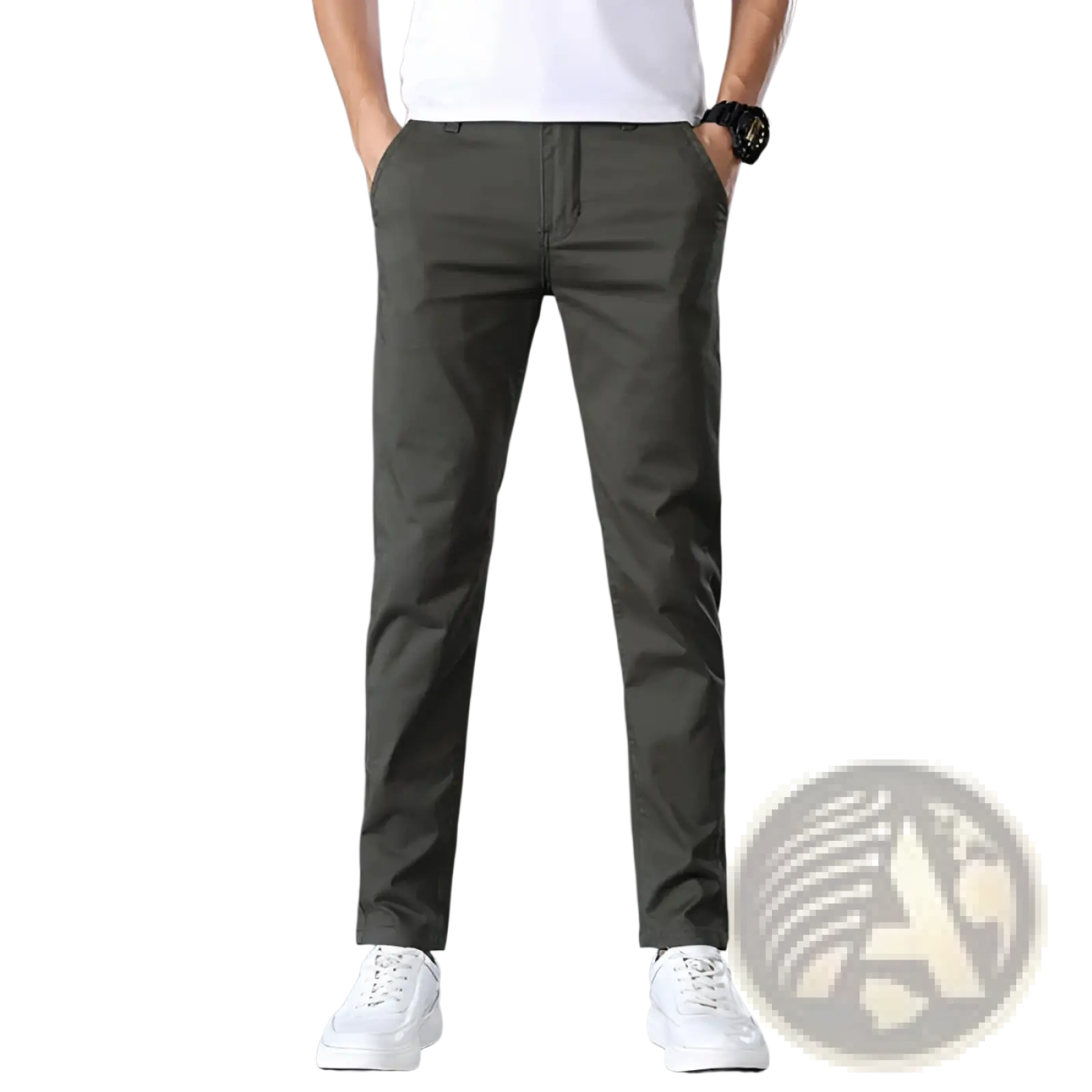 Men's Slim Fit Elastic Cotton Straight Leg Chino Pants