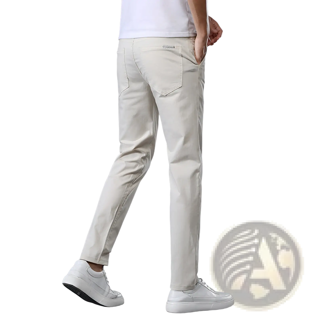 Men's Slim Fit Elastic Cotton Straight Leg Chino Pants