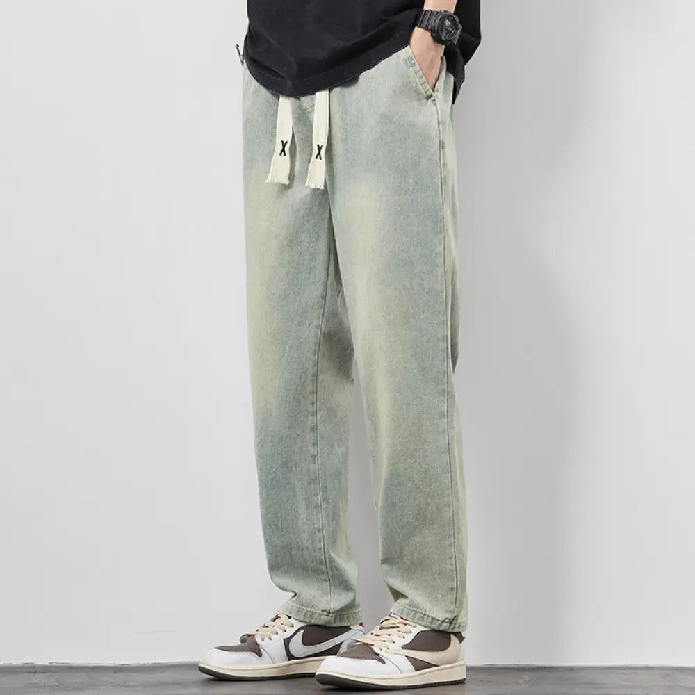 Men's Wide Leg Light Wash Denim Joggers